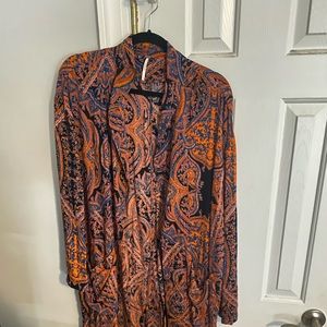 Free people long silk cardigan.